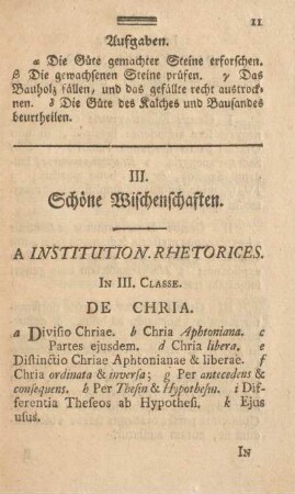 III. Schöne Wissenschaften.