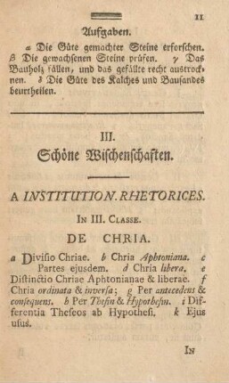 III. Schöne Wissenschaften.