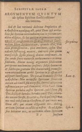 Argumentum Quintum ab ipsius Spiritus sancti testimonio interno.
