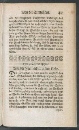 Der zwölfte Abschnit. Von der Zärtlichkeit in der Liebe