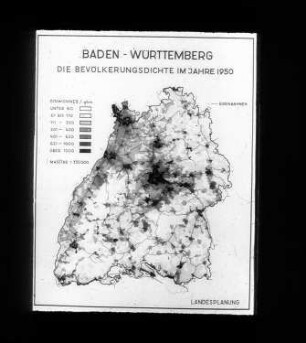 Baden-Württemberg, Bevölkerungsdichte 1950