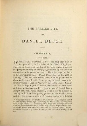 The earlier life and the chief earlier works of Daniel Defoe