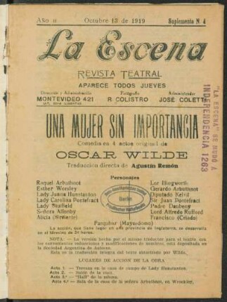 Una mujer sin importancia : comedia en 4 actos