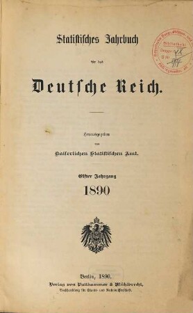 Statistisches Jahrbuch für das Deutsche Reich. 11. 1890