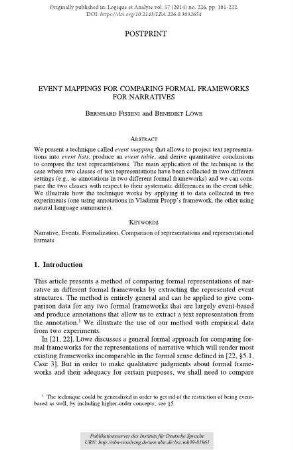 Event Mappings for Comparing Frameworks for Narratives