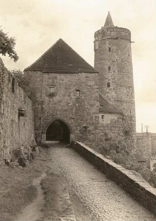 Bautzen, Mühltor : Bautzen. Mühltor von außen gesehen. Originalaufnahme um 1920