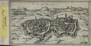 Ansicht von Parma, Italien, Kupferstich, um 1593 : Parma / [Stecher: Franz Hogenberg?. Hrsg.: Georg Braun]. - [Coloniae Agrippiae] : [Auctores] , [um 1593]. - 1 Vogelschauansicht : Radierung ; 23 x 12 cm +++ Auch ersch. in: Civitates orbis terrarvm