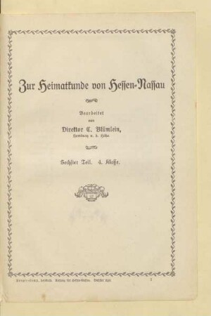Zur Heimatkunde von Hessen-Nassau