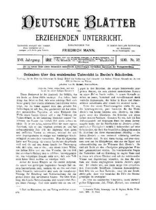 Gedanken über den erziehenden Unterricht in Herder's Schulreden