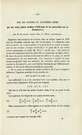 SUR LES COURBES DU QUATRIÈME ORDRE.