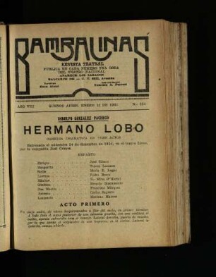 Hermano lobo : comedia dramática en tres actos