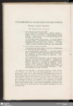 Vom Bergregal Im Sächsischen Erzgebirge