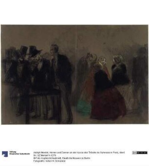 Herren und Damen an der Kasse des Thêatre du Gymnase in Paris