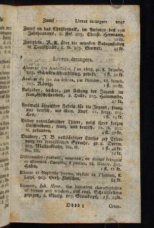 2047-2049, Livres étrangers.