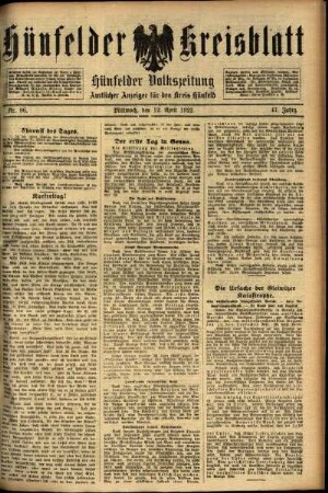 Ausgabe vom Mittwoch, den 12. April 1922.