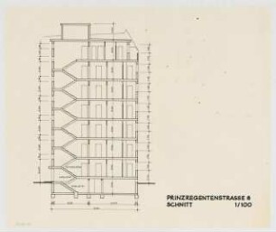 Wohnhäuser Prinzregentenstraße 8 / Güntzelstraße 9, Berlin-Wilmersdorf: Schnitt 1:100