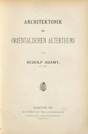 Architektonik auf historischer und ästhetischer Grundlage, 1,2