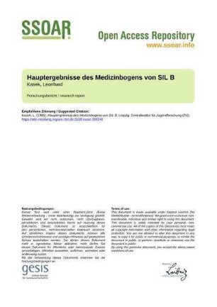 Hauptergebnisse des Medizinbogens von SIL B