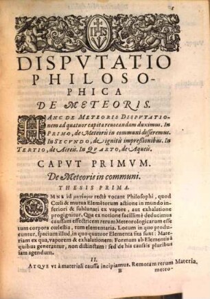 Disputatio Philosophica De Meteoris