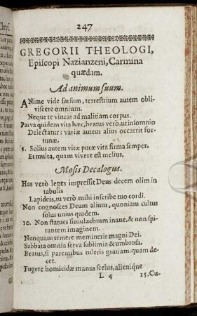 Gregorii Theologi, Episcopi Nazianzeni, Carmina