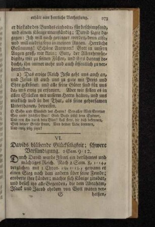 VI. Davids blühende Glückseligkeit; schwere Versündigung. 2 Sam. 9 - 12.