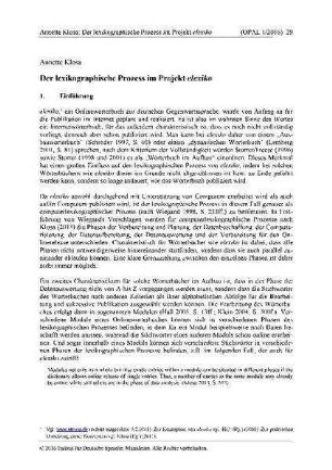 Der lexikographische Prozess im Projekt elexiko