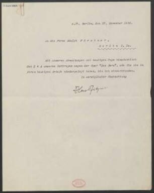 Brief an Adolph Fürstner  : 23.11.1932