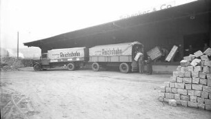 Stuttgart Hbf. Gbf Ladestraße Schenker-Güterschuppen Reichsbahn-LKW Reichsbahn-Anhänger