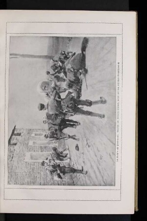 Im Kampfe mit Franktireurs. Gemälde von Wilhelm Schreuer, zurzeit auf dem westlichen Kriegsschauplatz.