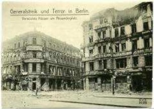 Beschädigte Häuser am Alexanderplatz während der Märzkämpfe 1919