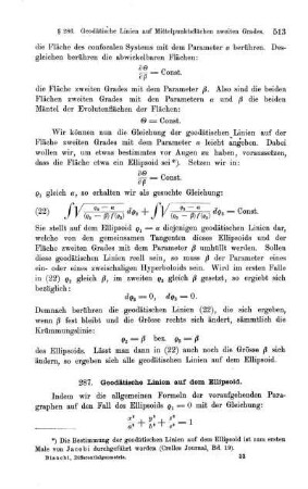 § 287. Geodätische Linien auf dem Ellipsoid.
