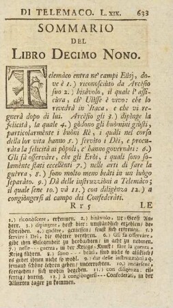 Sommario Del Libro Decimo Nono.