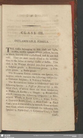 Class III. Inflammable Fossils