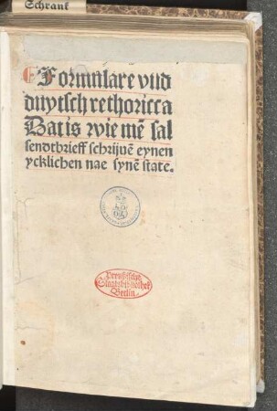 Formulare und deutsch Rhetorica niederdeutsch