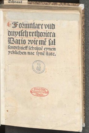 Formulare und deutsch Rhetorica niederdeutsch