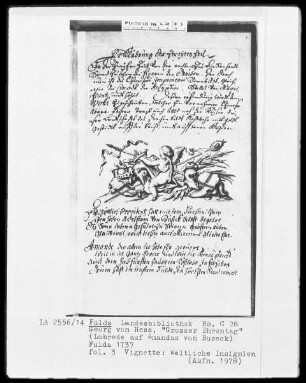Georg Friedrich Heß, Großer Ehrentag, Lobrede auf Amadeus von Buseck — Vignette mit weltlichen Insignien, Folio 3 recto