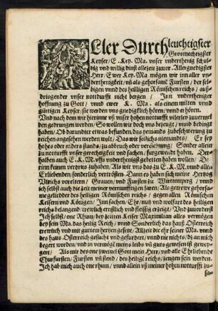 Aller Durchleuchtigster Grosmechtigster Keyser ...