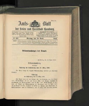 No. 101, 30. April 1916