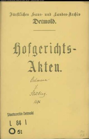 Ostmann, Henrich zu Hörste gegen Stölting zu Währentrup - Schuldforderung