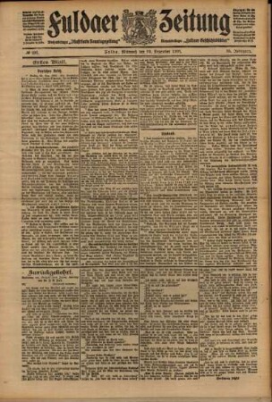Erste Ausgabe vom Mittwoch, den 23. Dezember 1908.