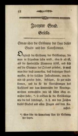 Zweyter Grad. Geselle.