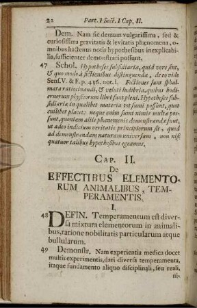 Cap. II. Effectibus Elementorum Animalibus, Temperamentis.