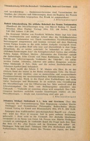 115 [Rezension] Schnackenburg, Rudolf, Die sittliche Botschaft des Neuen Testamentes