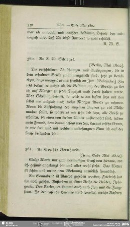 Caroline von Schelling an August Wilhelm von Schlegel, Berlin, Mai 1802