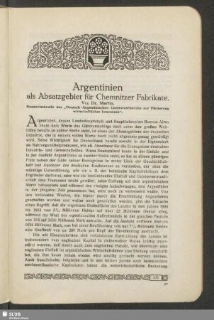 Argentinien als Absatzgebiet für Chemnitzer Fabrikate