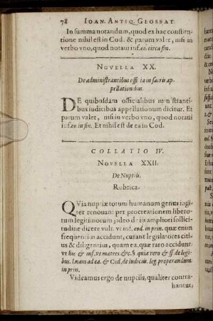 Collatio IV. Novella XXII. - XLV.