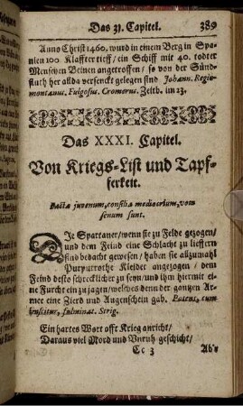 Das XXXI. Capitel. Von Kriegs-List und Tapferkeit