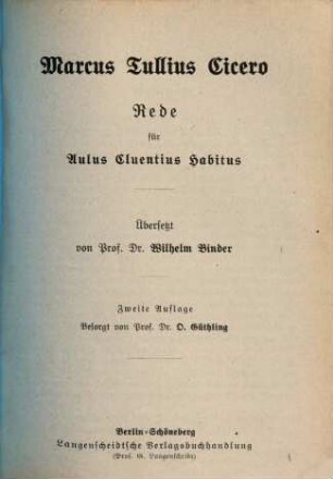 Cicero, 16,[2]. Rede für Aulus Cäcina