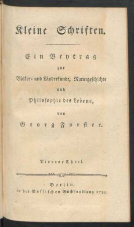 Th. 4: Kleine Schriften : Ein Beitrag zur Völker- und Länderkunde ...
