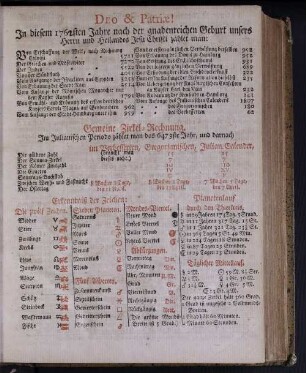 Deo & Patriae! In diesem 1762sten Jahre nach der gnadenreichen Geburt unsers Herrn und Heilandes Jesu Christi zählet man